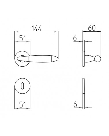 Poignée de porte Mandelli Totem avec dimensions