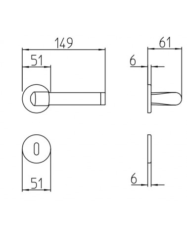 Poignée de porte Mandelli Tuc avec dimensions
