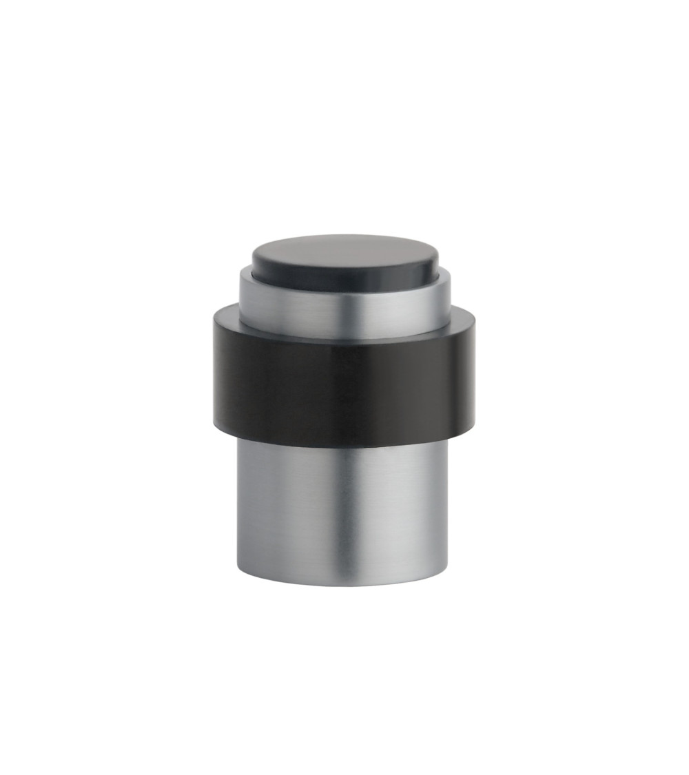 Butée de porte chrome satiné STOPPER, pour sol et mur -  poignée design