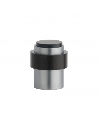 Butée de porte chrome satiné STOPPER, pour sol et mur -  poignée design