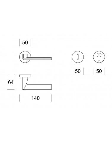 Poignée de porte moderne Ento Edge avec dimensions