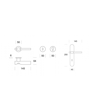 Poignée de porte moderne Ento Trace avec dimensions