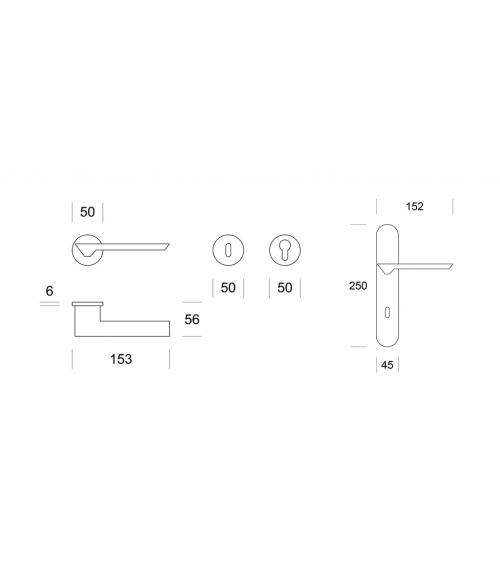 Poignée de porte chrome poli Ento Cedro poignée design