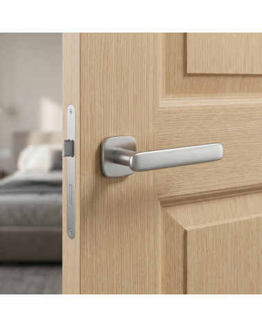 Poignée de porte chrome satiné FLOW carrée arrondie
