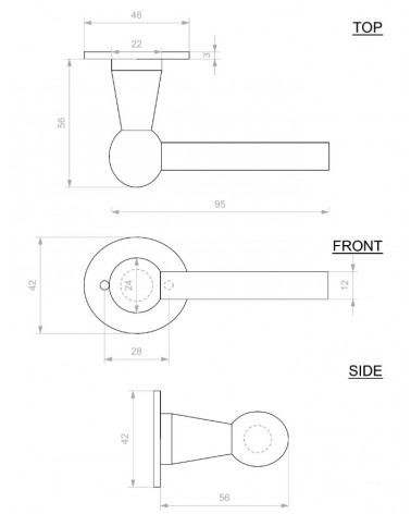 Poignée de porte + poignée verticale rouille en fer BECDF -  poignée design