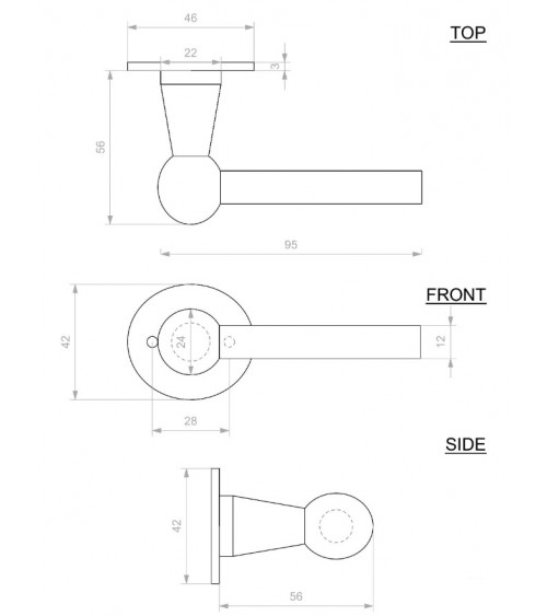 Poignée de porte + poignée verticale noire en fer BECDF -  poignée design