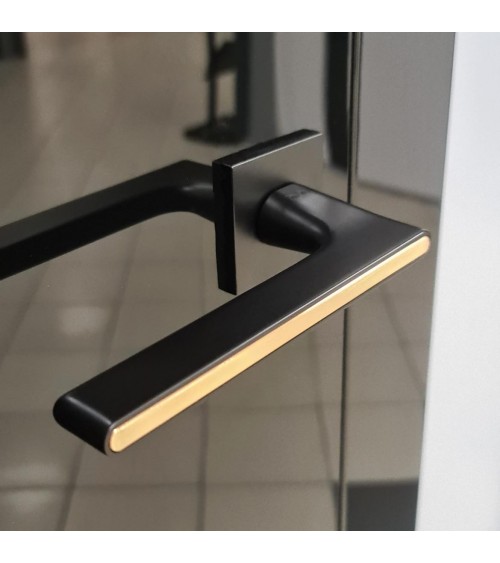Poignée de Porte Noire et doré Ferrara carré -  poignée design