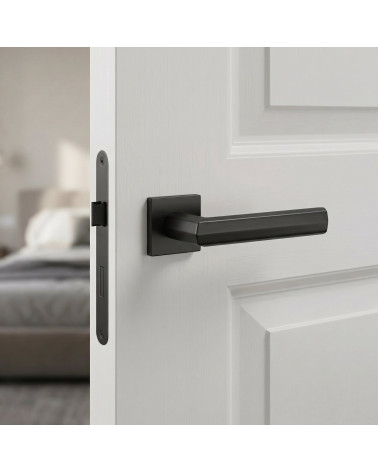 Poignée de porte noire FRESIA carrée
