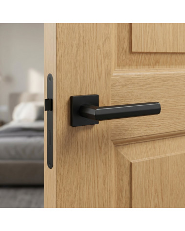 Poignée de porte noire FRESIA carrée