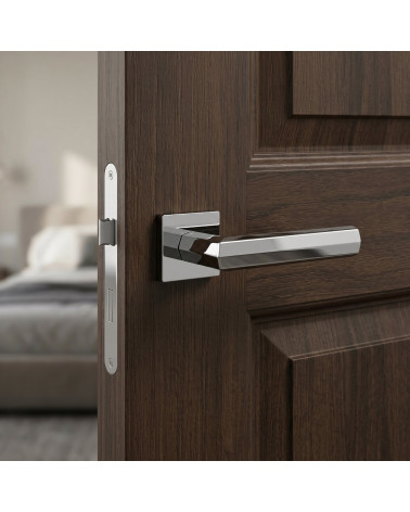 Poignée de porte chrome poli FRESIA carrée