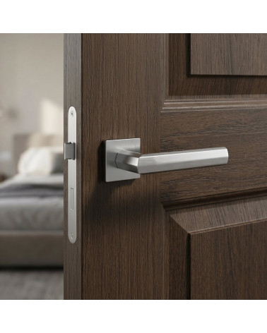 Poignée de porte chrome satiné FRESIA carrée