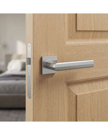 Poignée de porte chrome satiné FRESIA carrée