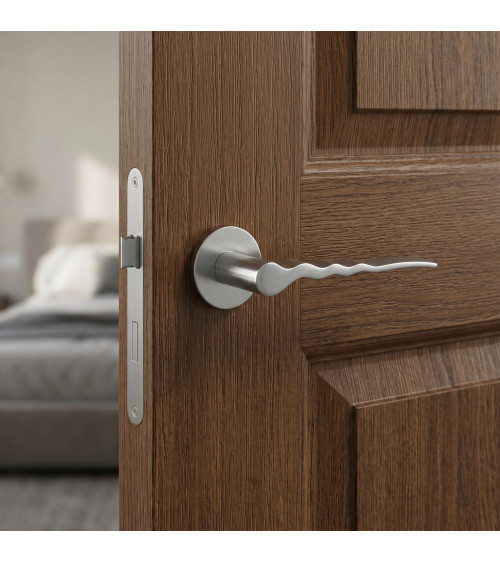 Poignée de porte chrome satiné Ento Flow poignée design