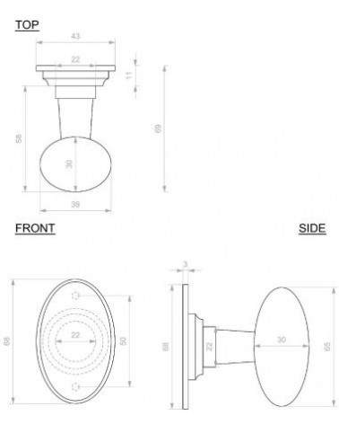 Bouton de porte chromé en fer 1020 -  poignée design