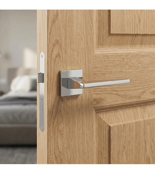 Poignée de porte chrome poli LIMA FIT quincaillerie design