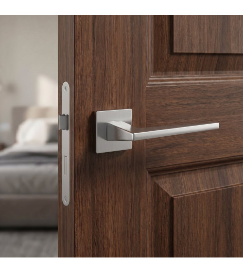 Poignée de porte chrome satiné LIMA FIT quincaillerie design