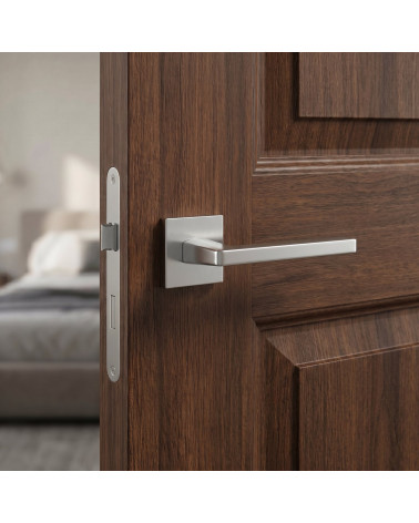 Poignées de porte chrome satiné PYROLA carrées