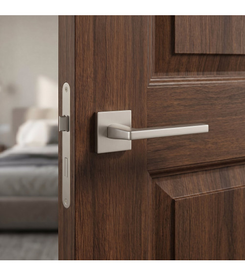 Poignée de porte nickel satiné PYROLA quincaillerie design