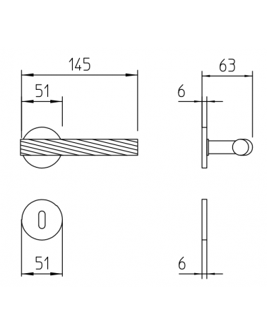 Poignée de porte Mandelli Fusilla avec dimensions