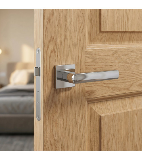 Poignée de porte chrome poli HOSTA quincaillerie design