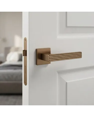 Poignée de Porte couleur Cuivre sur rosace carrée - Modèle FELICE
