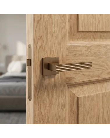 Poignée de Porte couleur Cuivre sur rosace carrée - Modèle FELICE