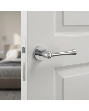 Poignée de porte intemporelle en Zamak  sur rosace Ronde  - Modèle MADLEN Millapoignées