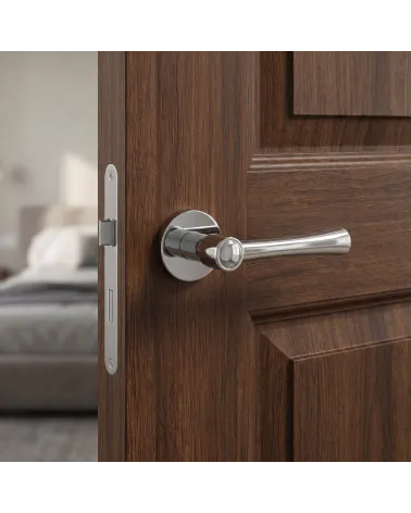 Poignée de porte intemporelle en Zamak  sur rosace Ronde  - Modèle MADLEN Millapoignées