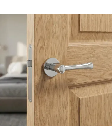 Poignée de porte intemporelle en Zamak  sur rosace Ronde  - Modèle MADLEN Millapoignées