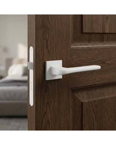 La poignée de porte en solo de couleur blanche