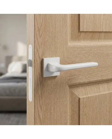 La poignée de porte en solo de couleur blanche