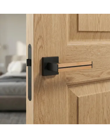 Poignées de porte en bois de chêne et noire IMPERATA