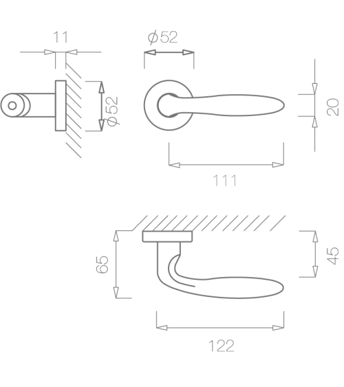 Poignée de porte nickel brossé TUPAI 1908 quincaillerie design