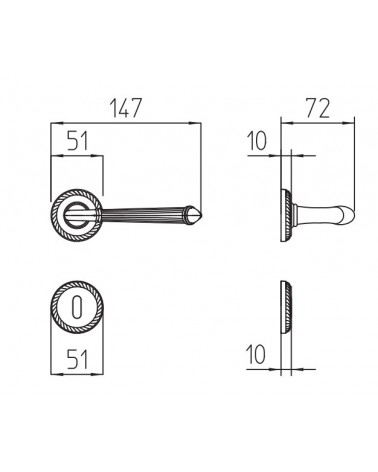 Poignée de porte Mandelli Aurora avec dimensions