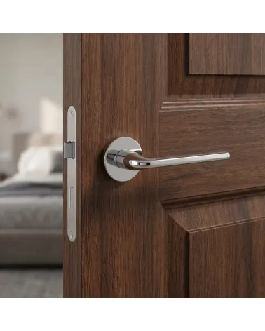 Poignée de Porte Chrome Poli Lustrée et Luxueuse - Modèle OLEANDRO