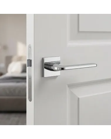 Poignées de porte chrome poli Scandi carrées slim