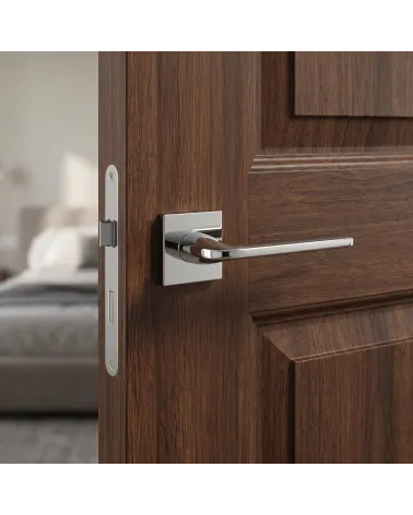 Poignées de porte chrome poli Scandi carrées slim