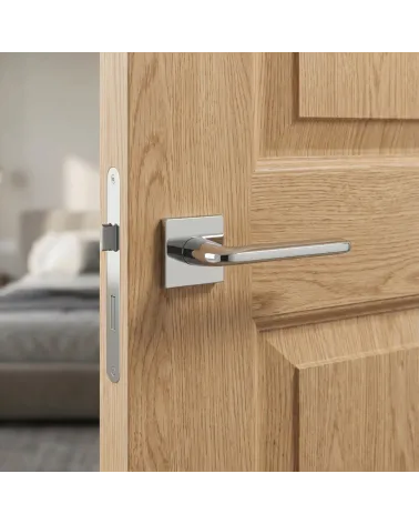 Poignées de porte chrome poli Scandi carrées slim