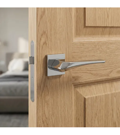 Poignée de porte chrome poli Heavy quincaillerie design