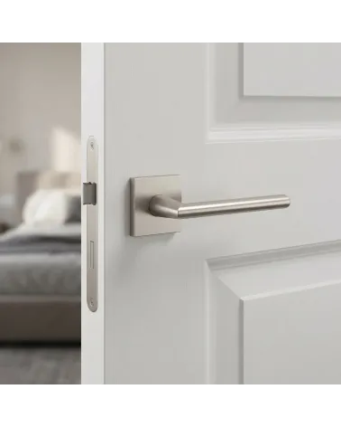Poignées de porte nickel satiné PRIMULA carrées