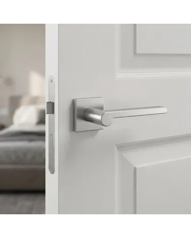 Poignées de porte chrome satiné Pandora carrées