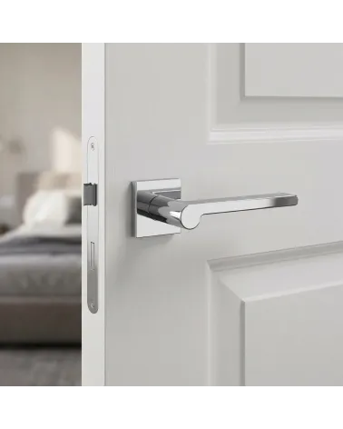 Poignées de porte chrome poli Pandora carrées