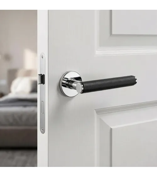 Poignée de porte en zamak et cuir EGERIA poignée design