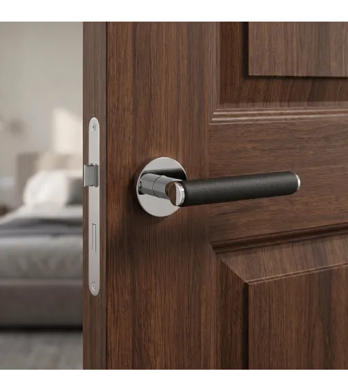 Poignée de porte en zamak et cuir EGERIA poignée design