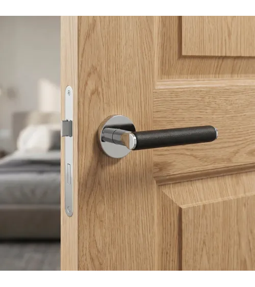 Poignée de porte en zamak et cuir EGERIA poignée design