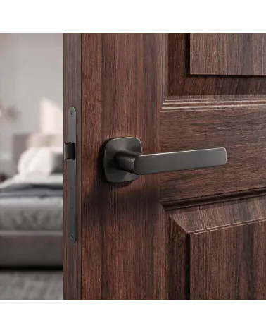 Poignées de porte graphite STELLA carrée arrondie