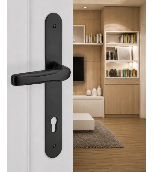 Poignée de porte moderne sur plaque Laiton - MADE IN FRANCE -  poignée design