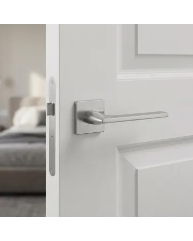 Poignée de Porte Chrome Brossé Sobre et Lumineux - Modèle SALVIA