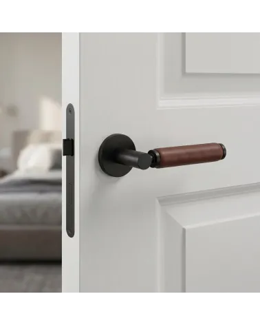 Poignée de porte ronde noire en cuir foncé TUPAI 4200/201 - MillaPoignées
