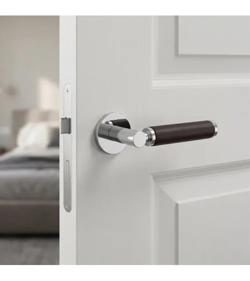Poignée de porte contemporaine en cuir foncé TUPAI 4200/201 ronde -  poignée design